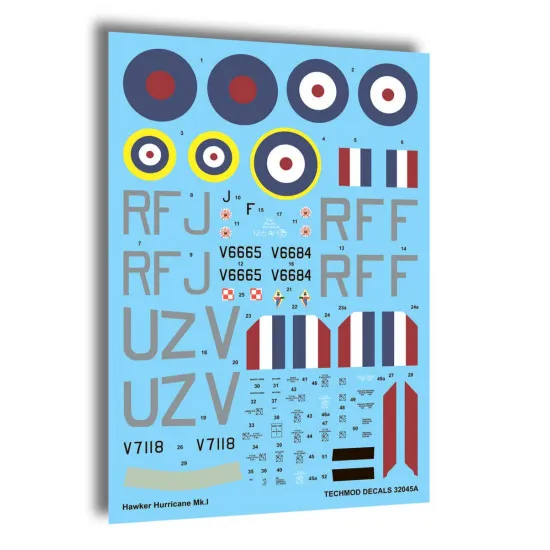 Techmod 32045 1/32 Hawker Hurricane I British Fighter Polish 1940 Wet Decal Wwii