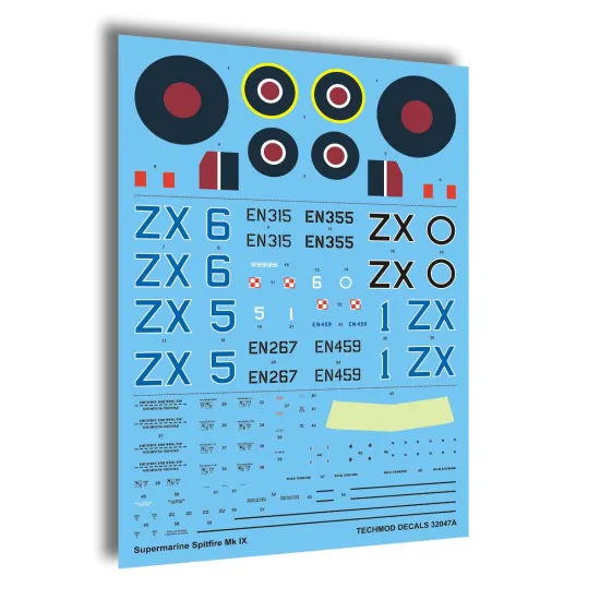 Techmod 32047 1/32 Supermarine Spitfire Ix Fighter Wet Decal Wwii W/Masks