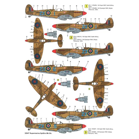 Techmod 32047 1/32 Supermarine Spitfire Ix Fighter Wet Decal Wwii W/Masks