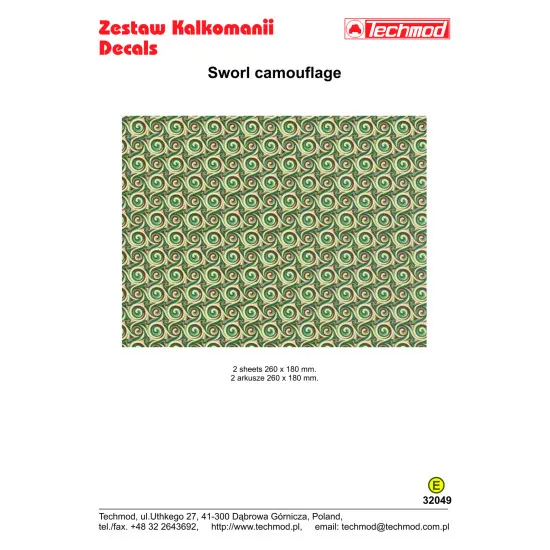 Techmod 32049 1/32 Swirl Camouflage Wet Decal 2pcs