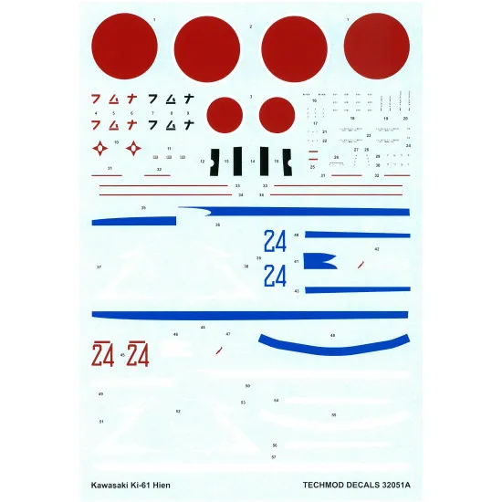Techmod 32051 1/32 Kawasaki Ki-61-i Hien Japan Fighter 1944-45 Wet Decal Wwii