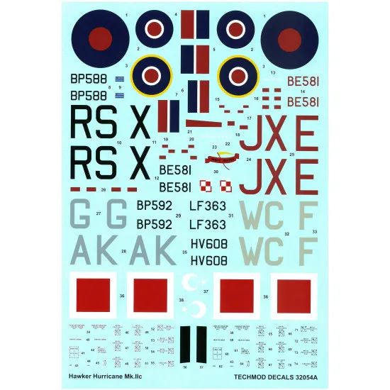 Techmod 32054 1/32 Hawker Hurricane Iic British Fighter Wet Decal Wwii