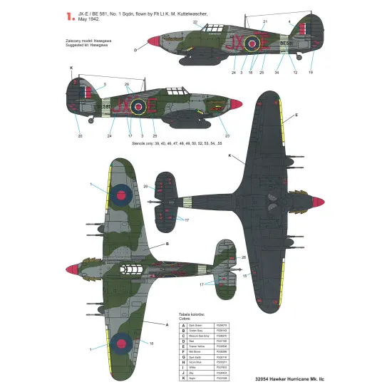 Techmod 32054 1/32 Hawker Hurricane Iic British Fighter Wet Decal Wwii