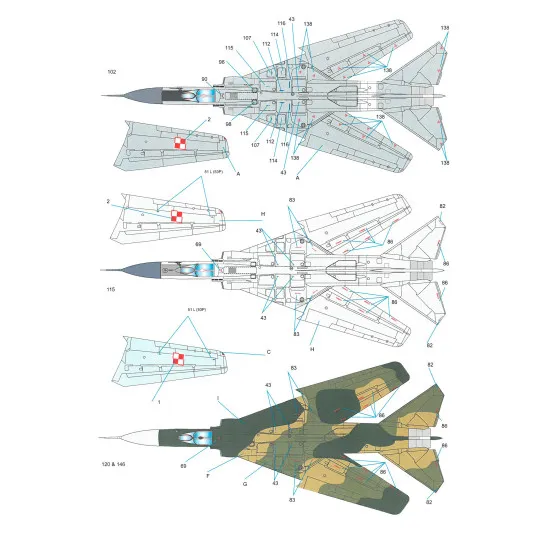 Techmod 32055 1/32 Mig-23mf 1989-1997 Polish Air Force Aircraft Wet Decal