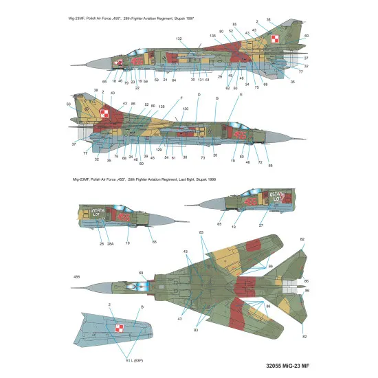 Techmod 32055 1/32 Mig-23mf 1989-1997 Polish Air Force Aircraft Wet Decal