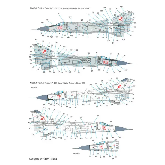 Techmod 32055 1/32 Mig-23mf 1989-1997 Polish Air Force Aircraft Wet Decal