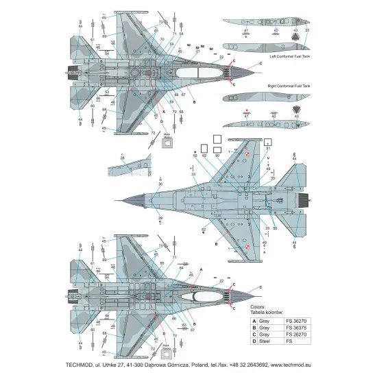 Techmod 32057 1/32 F-16c/D Block 52 2011-12 Polish Air Force Aircraft Wet Decal