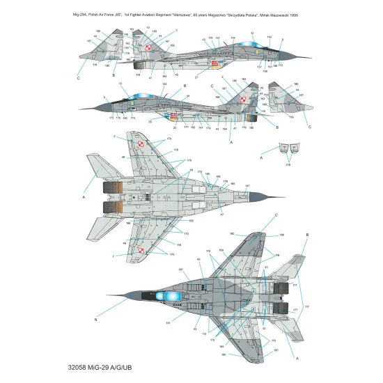 Techmod 32058 1/32 Mig-29a/G/Ub Fighter Aircraft Polish Wet Decal
