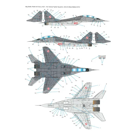 Techmod 32058 1/32 Mig-29a/G/Ub Fighter Aircraft Polish Wet Decal