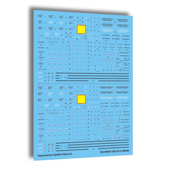 Techmod 32059 1/32 Spitfire Mk I Stencils Fighter Aircraft Wet Decal