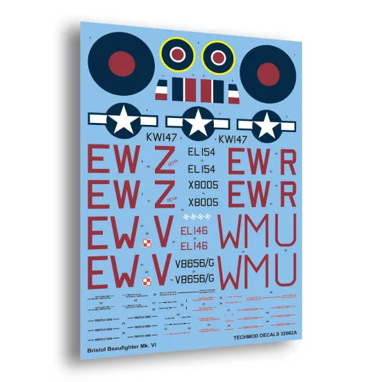 Techmod 32062 1/32 Beaufighter Mk. Vi F 1942-1943 Raf Aircraft Wet Decal Wwii