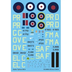 Techmod 32063 1/32 Typhoon Mk Ib 1943 Raf Aircraft Wet Decal Wwii