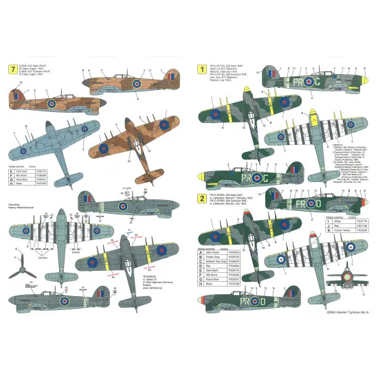 Techmod 32063 1/32 Typhoon Mk Ib 1943 Raf Aircraft Wet Decal Wwii