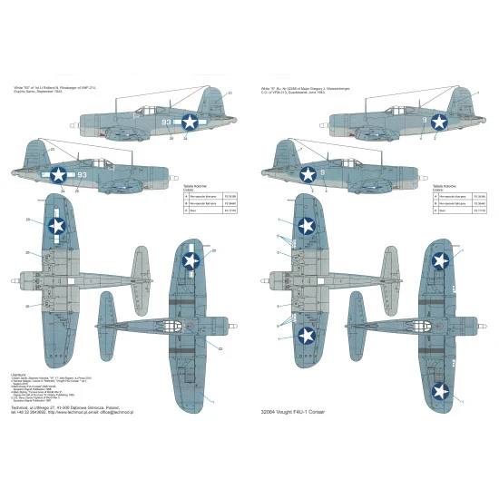 Techmod 32064 1/32 Corsair F4u-1 Birdcage Aircraft Wet Decal Wwii