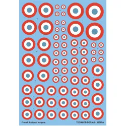 Techmod 32065 1/32 French National Insignia - Different Sizes Wet Decal Wwii