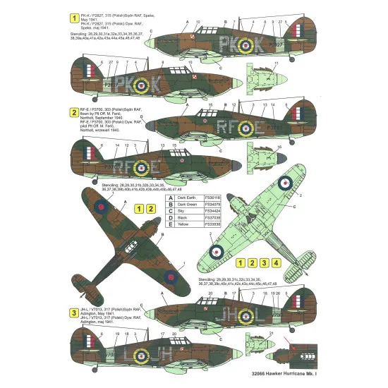 Techmod 32066 1/32 Hurricane Mk I Fighter Polish 1940-1941 Wet Decal Wwii