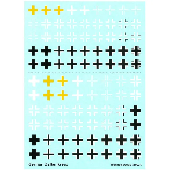 Techmod 35002 1/35 German Balkenkreuz Size 150 200 250 300 360 4 Wet Decal Wwii