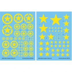 Techmod 35010 1/35 Allied Stars In Yellow Circles Wet Decal Wwii