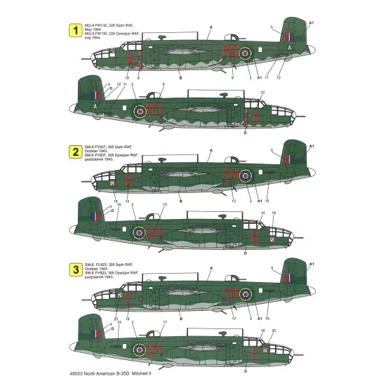 Techmod 48003 1/48 North American B-25d Mitchell Ii Raf Polish Wet Decal Wwii