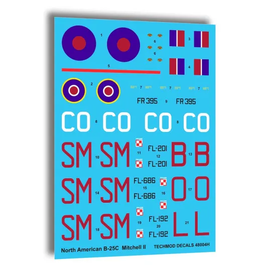 Techmod 48004 1/48 North American B-25c Mitchell Ii Polish Bahama Wet Decal Wwii