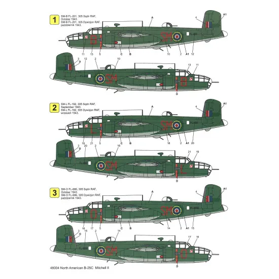 Techmod 48004 1/48 North American B-25c Mitchell Ii Polish Bahama Wet Decal Wwii
