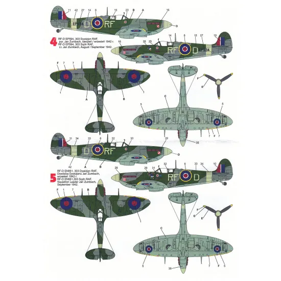 Techmod 48005 1/48 Supermarine Spitfire Mk Vb Polish Aircraft Wet Decal W/Mask