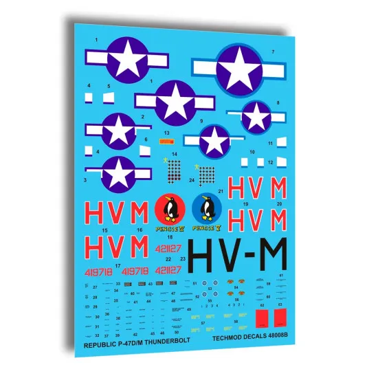 Techmod 48008 1/48 Republic P-47d/M Thunderbolt England 1945 Wet Decal Wwii