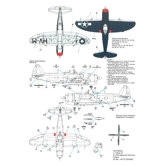 Techmod 48008 1/48 Republic P-47d/M Thunderbolt England 1945 Wet Decal Wwii