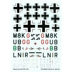 Techmod 48011 1/48 Messerschmitt Bf 110c German Fighter 1939-41 Wet Decal Wwii