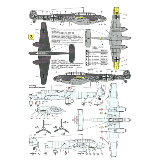 Techmod 48011 1/48 Messerschmitt Bf 110c German Fighter 1939-41 Wet Decal Wwii