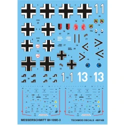 Techmod 48014 1/48 Messerschmitt Bf 109e-3 1940-1941 Aircraft Wet Decal Wwii