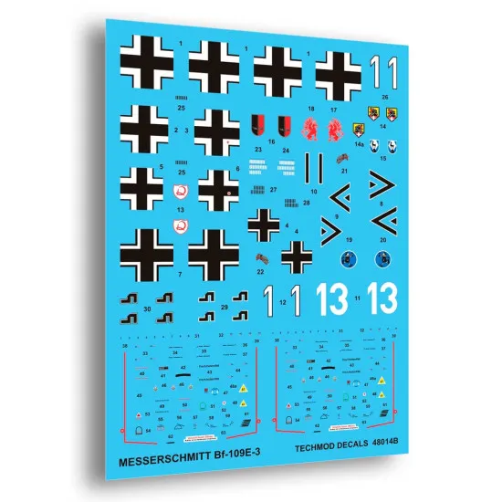 Techmod 48014 1/48 Messerschmitt Bf 109e-3 1940-1941 Aircraft Wet Decal Wwii