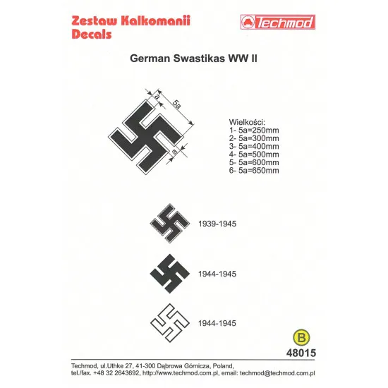 Techmod 48015 1/48 German Wwii Luftwaffe Signs 250 300 400 Wet Decal Wwii