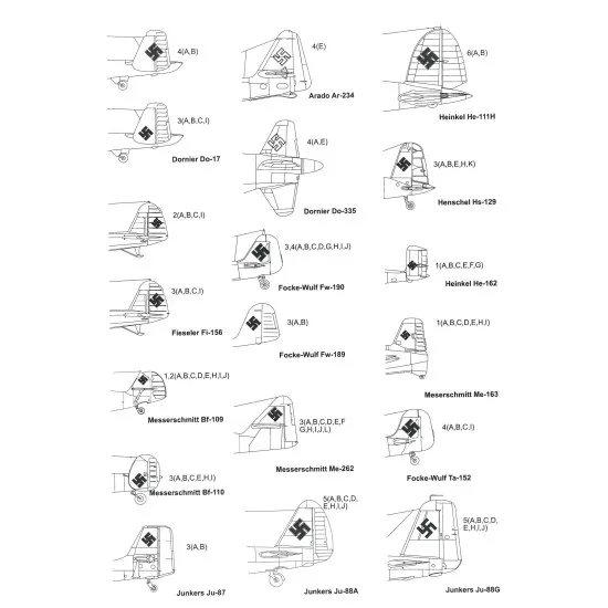 Techmod 48015 1/48 German Wwii Luftwaffe Signs 250 300 400 Wet Decal Wwii