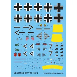 Techmod 48016 1/48 Messerschmitt Bf 109f-2 German Fighter 1941 Wet Decal Wwii