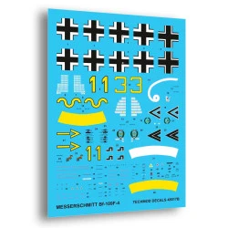 Techmod 48017 1/48 Messerschmitt Bf 109f-4 1942 Aircraft Wet Decal Wwii