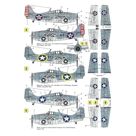 Techmod 48018 1/48 Grumman F4f-4 Wildcat 1942 Fighter Aircraft Wet Decal Wwii