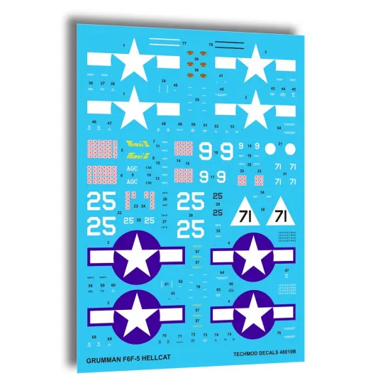 Techmod 48019 1/48 Grumman F6f-5 Hellcat 1944 Fighter Aircraft Wet Decal Wwii