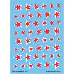 Techmod 48020 1/48 Red And White Stars With Outline Soviet Wet Decal Wwii