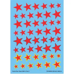 Techmod 48021 1/48 Soviet Red Stars W/Black yellow Outline Wet Decal Wwii