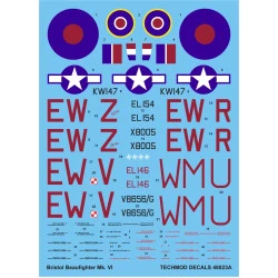 Techmod 48023 1/48 Bristol Beaufighter Vi 1942-1943 Aircraft Wet Decal Wwii