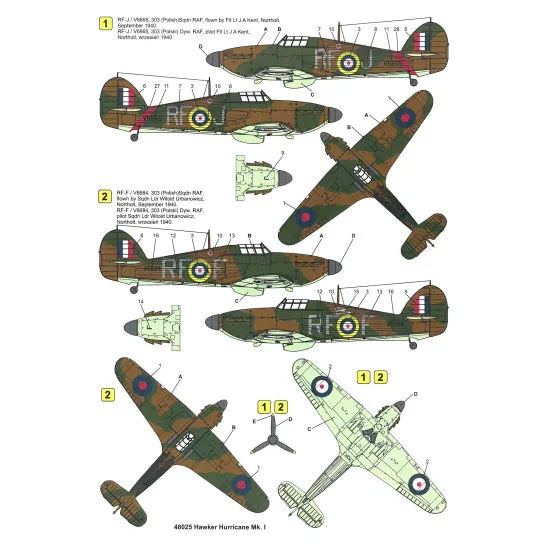 Techmod 48025 1/48 Hawker Hurricane Mk I 1940 Polish Aircraft Wet Decal Wwii