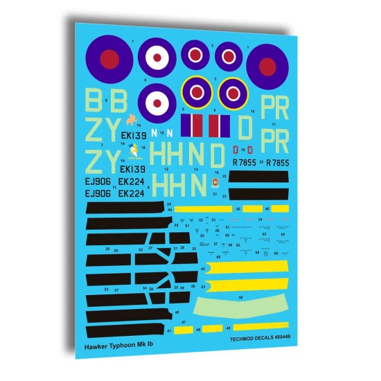 Techmod 48044 1/48 Hawker Typhoon Ib 1943 British Bomber Aircraft Wet Decal Wwii