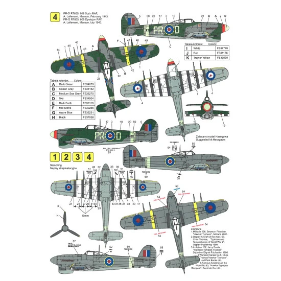 Techmod 48044 1/48 Hawker Typhoon Ib 1943 British Bomber Aircraft Wet Decal Wwii