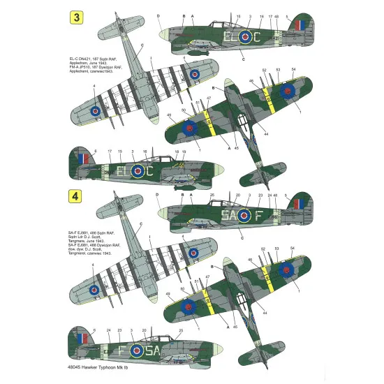 Techmod 48045 1/48 Hawker Typhoon Ib 1943 Aircraft Wet Decal Wwii