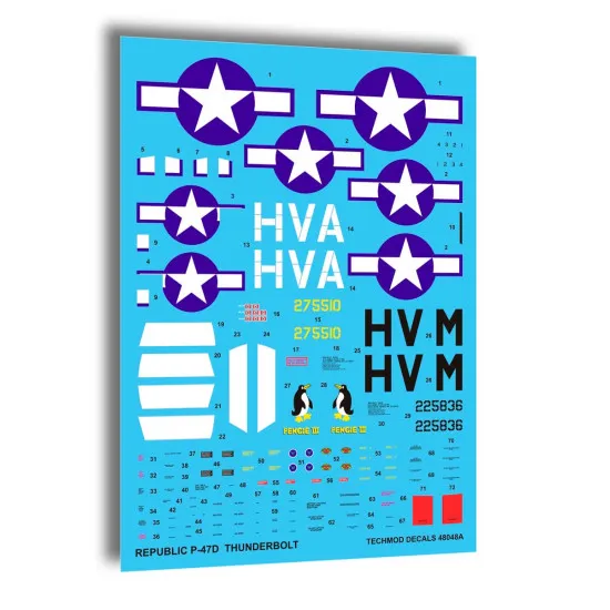 Techmod 48048 1/48 Republic P-47d Thunderbolt Us Fighter Aircraft Wet Decal Wwii