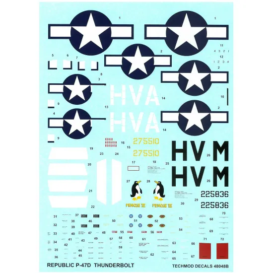 Techmod 48048 1/48 Republic P-47d Thunderbolt Us Fighter Aircraft Wet Decal Wwii