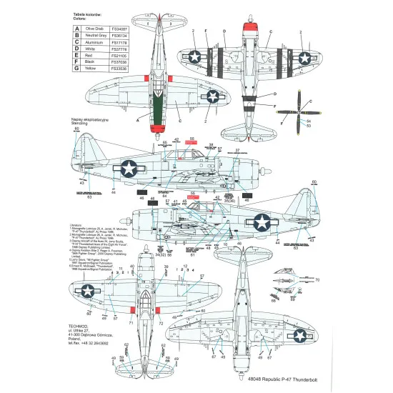 Techmod 48048 1/48 Republic P-47d Thunderbolt Us Fighter Aircraft Wet Decal Wwii