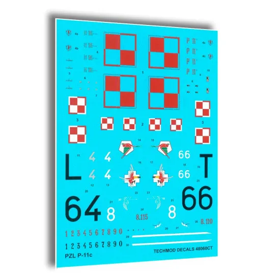 Techmod 48060 1/48 Pzl P11c Polish 1939 Fighter Aircraft Wet Decal Wwii