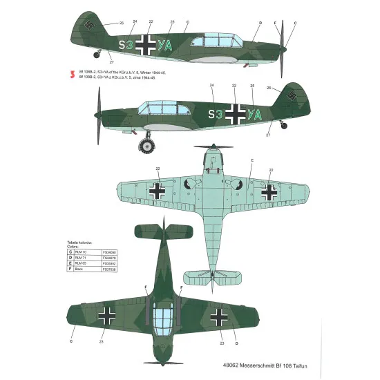 Techmod 48062 1/48 Messerschmitt Bf 108 Taifun Aircraft Wet Decal Wwii